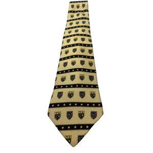 Tommy Hilfiger Mens Shield & Star Pattern Silk Tie Burgundy & Yellow Classic Pre